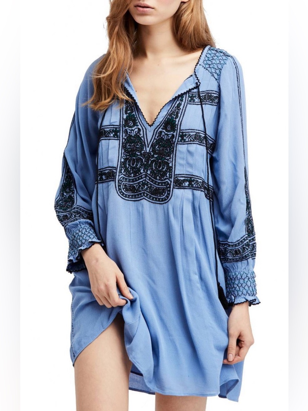 Free People blue flowy wind willow dress Size S boho festival